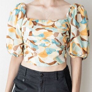 Abercrombie & Fitch Abstract Puff Sleeve Blouse